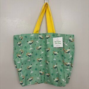 NWT - St Patrick's Day Drink Glass Canvas Reusable Tote